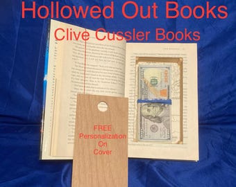 FREE opt personalization on Hollowed Out Books. Clive Cussler Collection|Storage Book|Book Safe|Stash Book|Secret Compartment Book