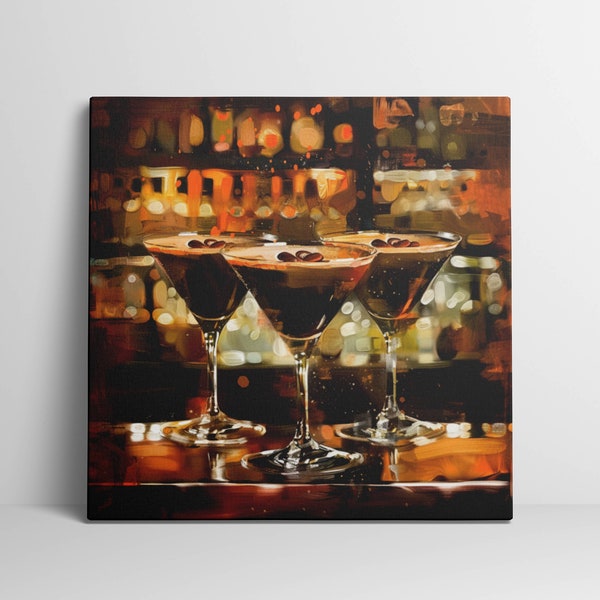 Espresso Martini Painting, Vintage Cocktail, Vodka Cocktail, Bar Cart Art, Cocktail Hour, Watercolor Art Print, Large Kitchen Wall Art Decor