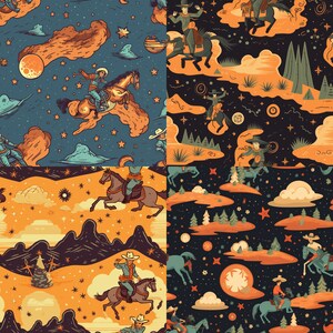 Space Cowboy 4 Seamless Art Tiles