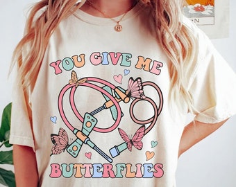 Nurse Shirts, Give me Butterflies shirt, Phlebotomist Valentine&#39;s Day Shirt, Medical Lab Assistant Tech Valentine T-Shirt PBT Cpt Phlebotomy