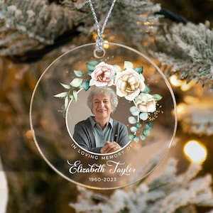 Personalized Memorial Ornament, Memorial Photo Christmas Ornament, Loss of Mother Gift, Grandma Memorial Gift, Sympathy Gift, Remembrance