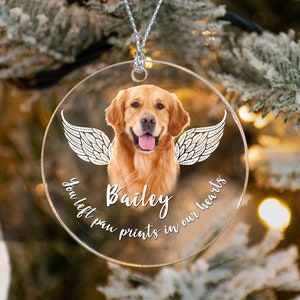 Personalized Dog Memorial Ornament Photo, Pet Memorial Glass Ornament,Pet Memorial Gift, Pet Memorial, Dog Loss Keepsake,Christmas Decor