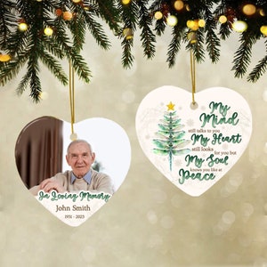 Memorial Christmas Ornament, Personalized Photo Ceramic Ornament, Picture Ornament, Remembrance Gifts, Condolence Gift, In Loving Memory
