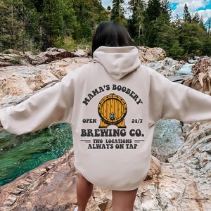 Brewing Co Hoodie, Funny Breast Feeding Crewneck Hoodie, Mama's Boobery Pullover, New Mom Hoodie, Mother's Day Hoodie