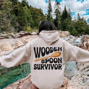 Wooden Spoon Survivor Hoodie, Funny Hoodie, Funny Italian Hoodie, Gift for Him, Humor Shirt, Sarcasm Shirt, Expression Tee, Birthday Tee