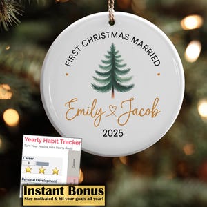 First Christmas Married Ornament - Mr Mrs Ornament - Personalized Wedding Gift - Newlywed Christmas Gift - Our First Christmas Ornament