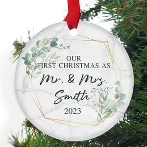 Mr and Mrs Christmas Ornament - First Christmas Married Ornament - Our First Christmas Married as Mr and Mrs Ornament - Personalized