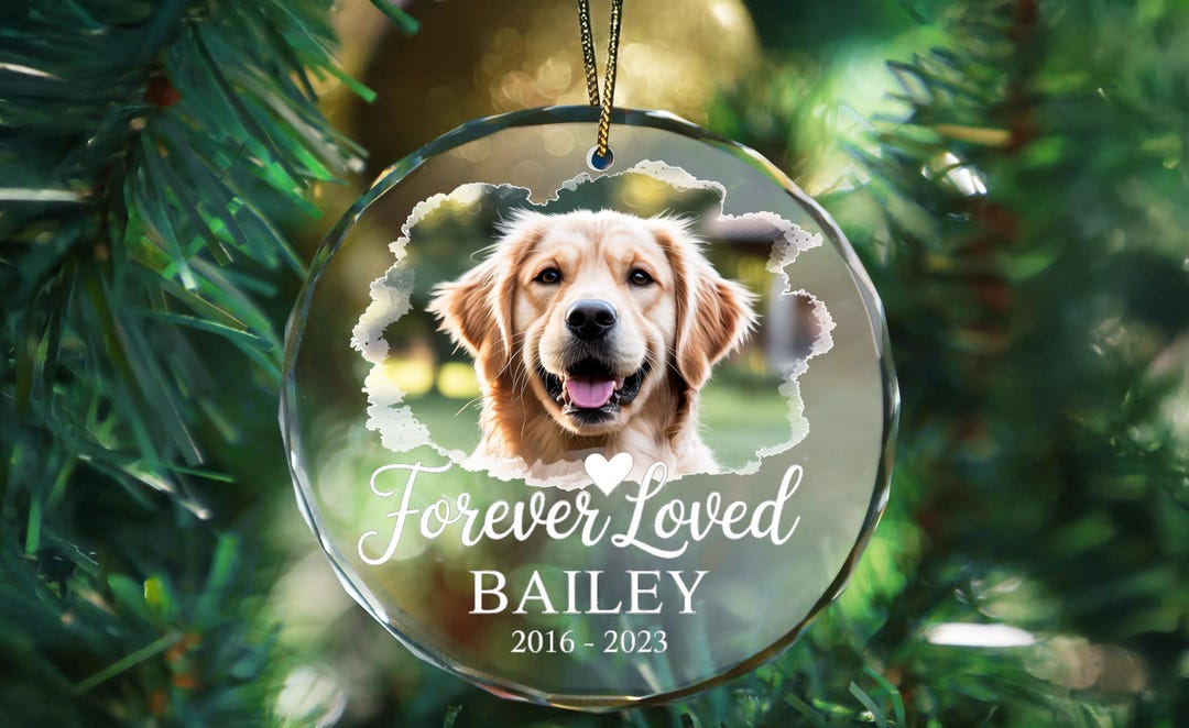 Personalized Pet Memorial Photo Glass Ornament, Dog Sympathy Gift ...