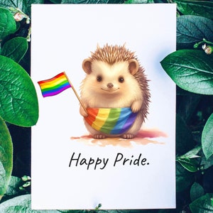 Happy Pride Card, Coming Out Gift, Pride Flag Art, Gay Lesbian Bi Transgender LGBTQ Support, Love Is Love, Rainbow Pride Greeting Card