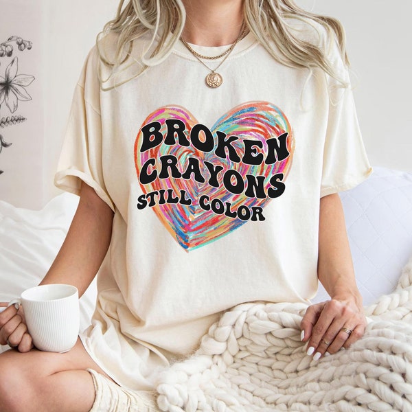 T-shirt pour la santé mentale Comfort Colors®, Crayons de couleur fixe, Cadeau pour la santé mentale, Mental pour les femmes, Ambiance positive, Santé mentale amusante