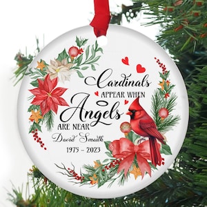 Custom Memorial Christmas Acrylic Ornament, Memorial Keepsake, Loss of Loved One, Cardinals Appear Angels Are Near Christmas Ornament