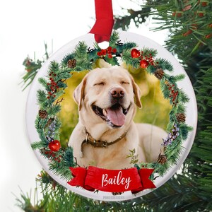 Personalized Pet Ornament, Custom Dog Christmas Ornament, Pet Memorial Ornament, Cat Christmas Photo Ornament, Pet Portrait Name Gift