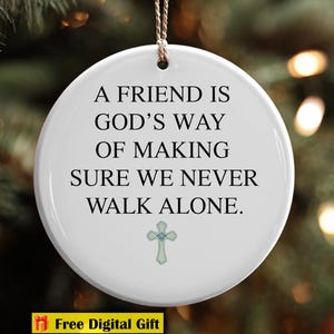 Religious Gift - Religious Friend Gift - A Friend Is Gods Way Of Making Sure We Never Walk Alone - Religious Heart - Chinoiserie Cross