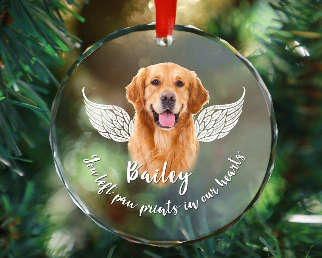 Personalized Dog Memorial Ornament Photo Pet Memorial Glass Etsy