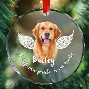 Personalized Dog Memorial Ornament Photo, Pet Memorial Glass Ornament,Pet Memorial Gift, Pet Memorial, Dog Loss Keepsake,Christmas Decor