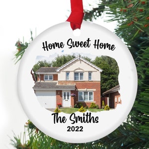 Personalized New Home Photo Ornament, Custom House Address Ornament, Housewarming Gift, Realtor Client Gift, Couples Home Ornament