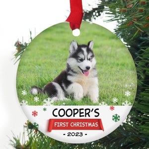 Puppy First Christmas Ornament 2023, Dogs First Christmas Ornament Photo, Personalized Dog Photo Ornament, Pet Ornament First Christmas Xmas
