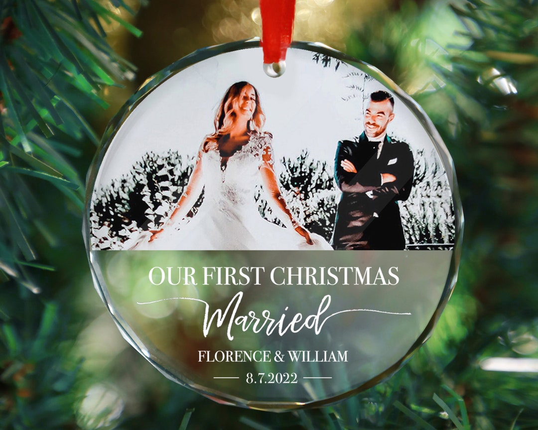 First Christmas Married Ornament, Mr & Mrs Christmas Ornament, Wedding ...