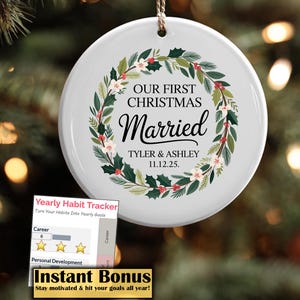 First Christmas Married Ornament Newlywed Gift Mr & Mrs Christmas Ornament Personalized Mr Mrs Wedding Ornament Wedding Gift Keepsake