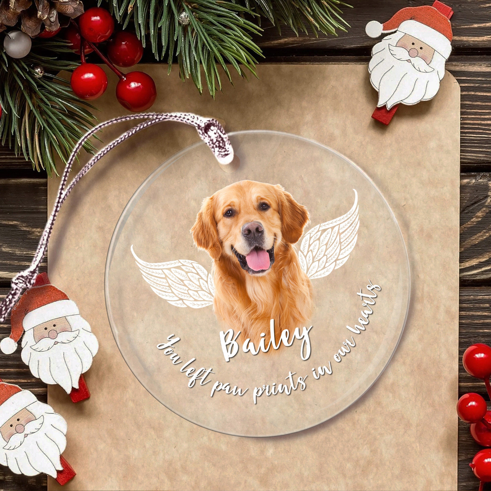 Personalized Dog Memorial Ornament Photo Pet Memorial Glass Etsy