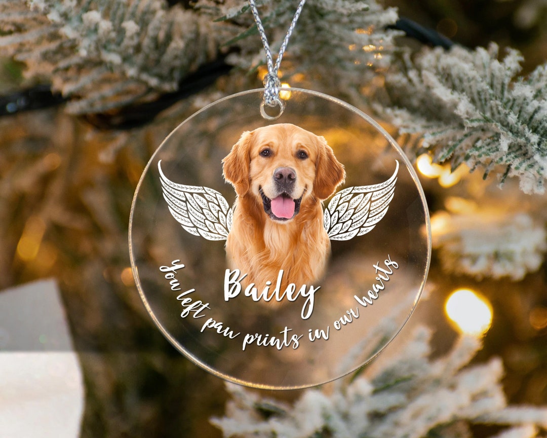 Personalized Dog Memorial Ornament Photo Pet Memorial Glass Etsy