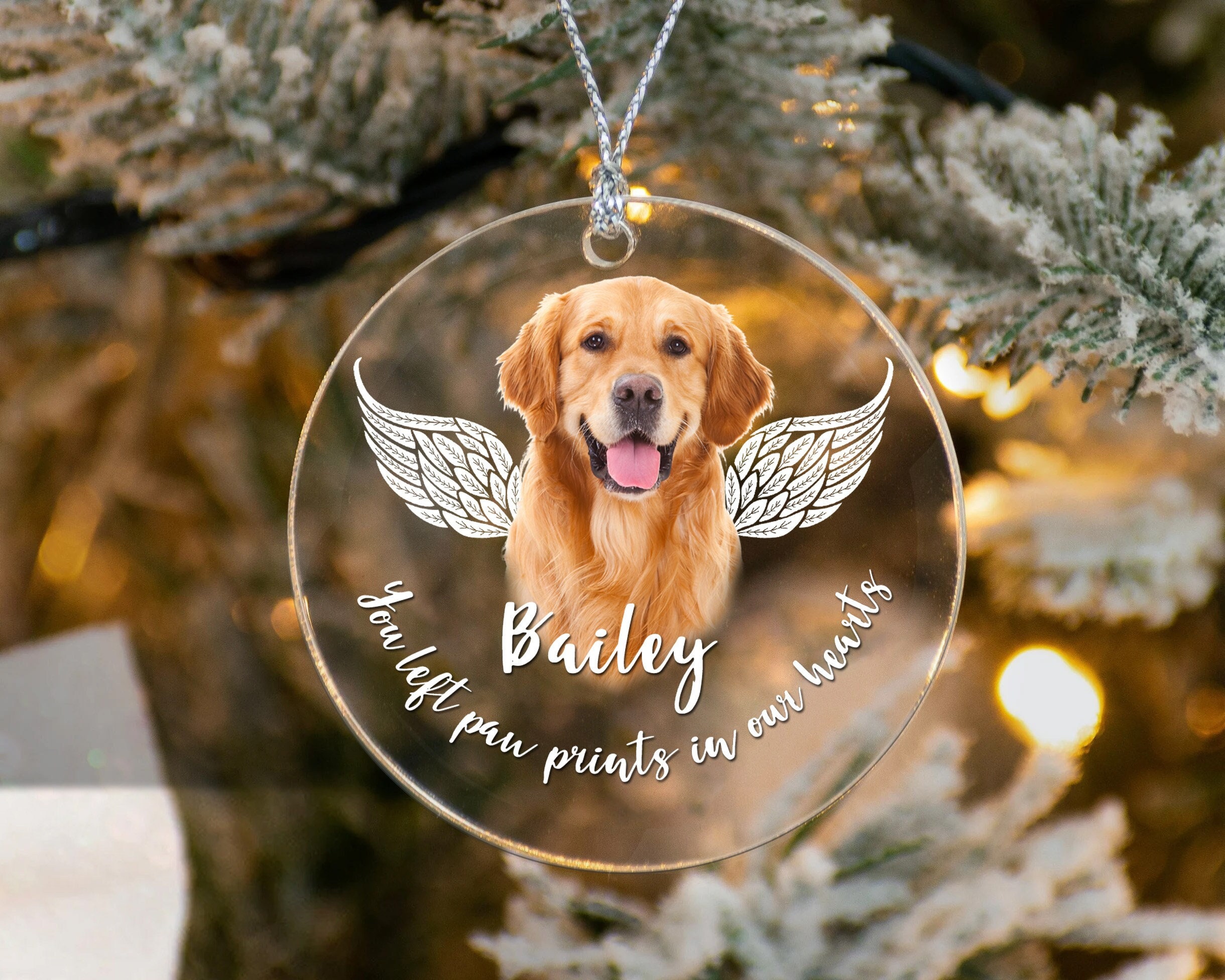 Personalized Dog Memorial Ornament Photo, Pet Memorial Glass Ornament ...