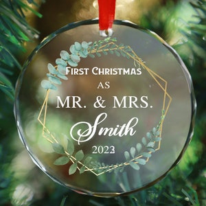 Mr and Mrs Christmas Ornament - First Christmas Married Ornament - Our First Christmas Married as Mr and Mrs Ornament - Personalized