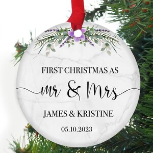 Mr and Mrs Christmas Ornament - First Christmas Married Ornament - Our First Christmas Married as Mr and Mrs Ornament - Personalized