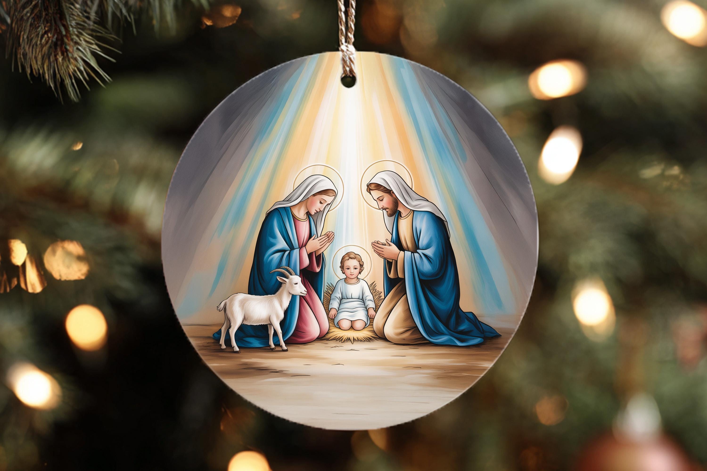 キリスト降誕シーンのクリスマスオーナメント - 宗教的なクリスマスオーナメント - キリスト教のクリスマスデコレーション - 聖家族のオーナメント -  クリスマスギフトボックス - Etsy 日本, image size:3000x2000