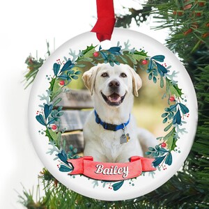 Personalized Pet Ornament, Custom Dog Christmas Ornament, Pet Memorial Ornament, Cat Christmas Photo Ornament, Pet Portrait Name Gift