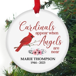 Cardinal Ornament Memorial Gift Cardinal Christmas Ornament Red Bird Xmas Ornaments Personalized Spouse Mom Dad In Loving Memory Grandma