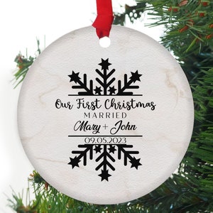 Married Ornament - Personalized Mr and Mrs Tree Christmas Ornament - Our First Christmas Married as Mr and Mrs Ornament