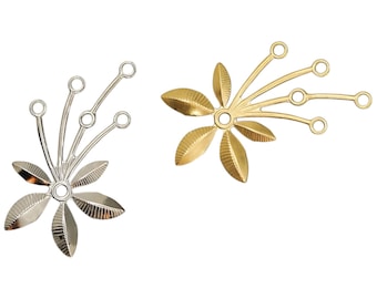 Flower shaped Rhodium, Gold Plated Brass Filigree Stamping, Jewelry Finding/Component/Centerpiece/Brooch 2 PCS