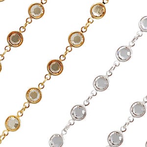 Swarovski Chaton Chanel Chain by the foot. SS29 Gold Rhodium Crystal Necklace Linked Chain