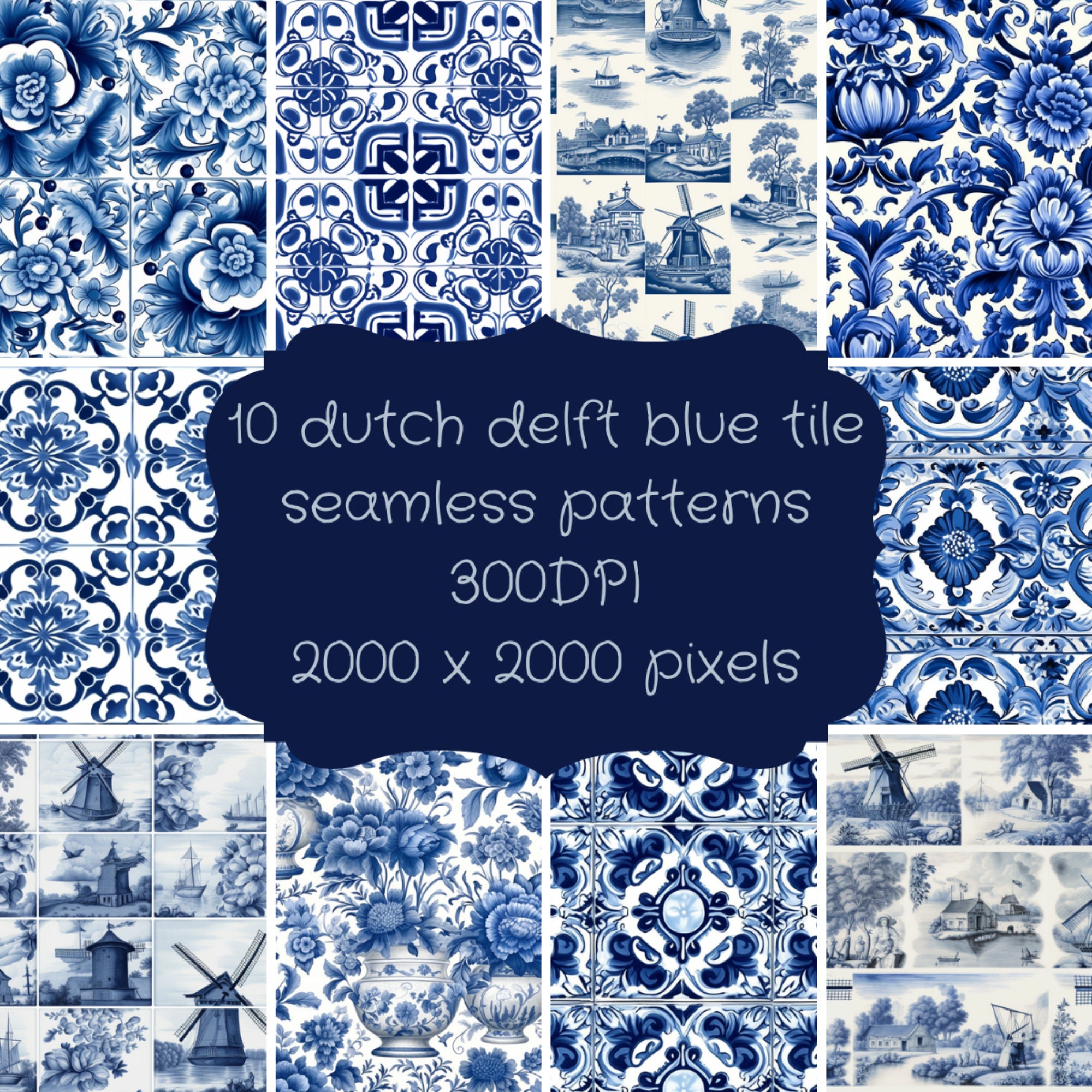 Large Blue Delft Tissue Paper - Set of 10 Sheets - Juj Living