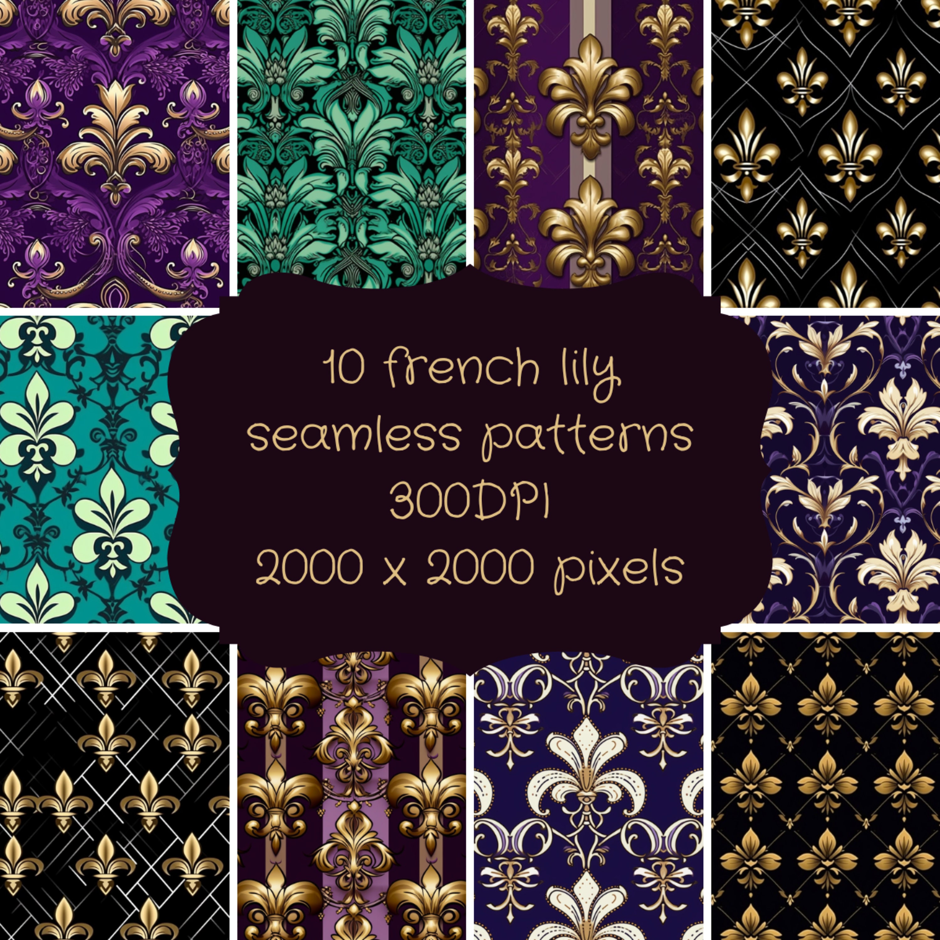 French Pattern Designs 10 French Lelies Patterns, Digital Paper, Seamless Patterns, Wall Paper ...