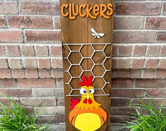 Hello Cluckers Chicken Coop Sign: 3D Farmhouse Porch Decor
