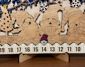 Gnome Christmas Countdown Sign Calendar - Track Days Until Christmas