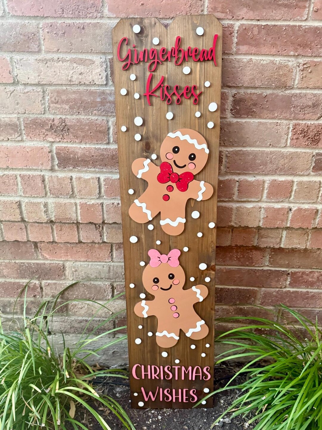 Gingerbread Sign Gingerbread Kisses Christmas Sign: Cedar Picket Holiday Porch Decor - Etsy