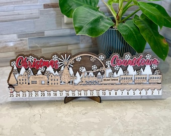 Holiday Express Train Christmas Countdown Sign Calendar - Track Days Until Christmas