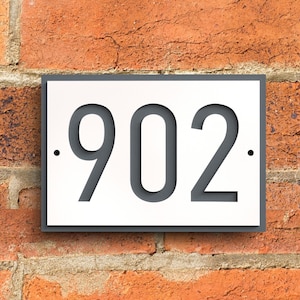 Anthracite grey house numbers, Custom address number street name horizontal plaque