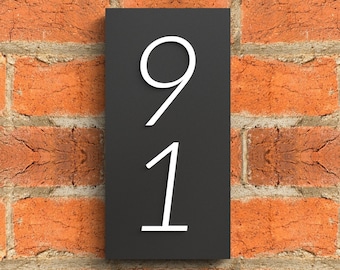Numéros de maison modernes, signe de numéro d'adresse personnalisé vertical, cadeau de pendaison de crémaillère, cadeau de mariage, numéros de maison blanche