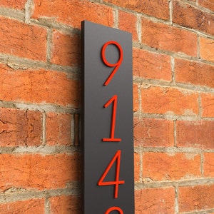 Custom large house numbers, vertical address number plaque, Custom House Warming Gift, Wedding Gift, Red house numbers image 1