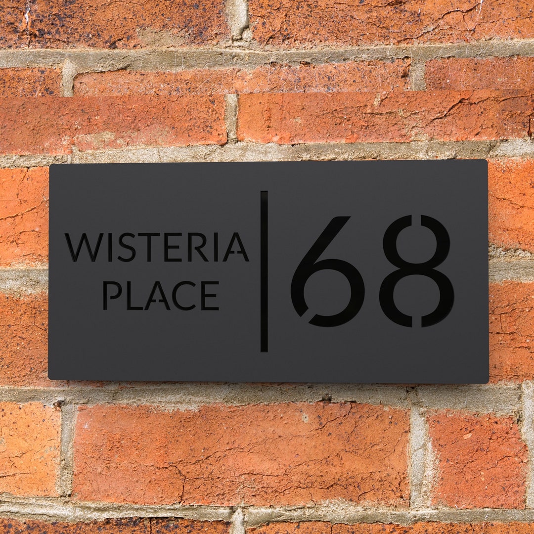 Modern Black House Number Sign, Custom Matt Acrylic House Numbers