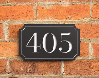 Modern Floating Door Numbers, Custom House Numbers, Matt Black And Gloss White House Number Sign - Hollow Design