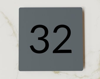 Numéros de porte modernes, numéros de maison en acrylique gris anthracite mat personnalisés pour hôtel, appartements, appartements, chambres, salle de classe
