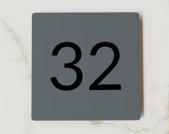 Modern Door Numbers, Custom Matt Anthracite Grey Acrylic House Numbers for hotel, flats, apartments, rooms, classroom