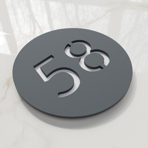 Anthracite Grey Round number plaque. Exam room numbers. Door number sign. Apartment number. Hotel room numbers.