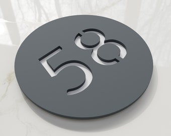 Anthracite Grey Round number plaque. Exam room numbers. Door number sign. Apartment number. Hotel room numbers.