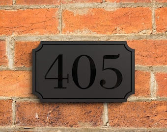 Modern Floating Door Numbers, Custom House Numbers, Matt Black And Gloss Black House Number Sign - Hollow Design